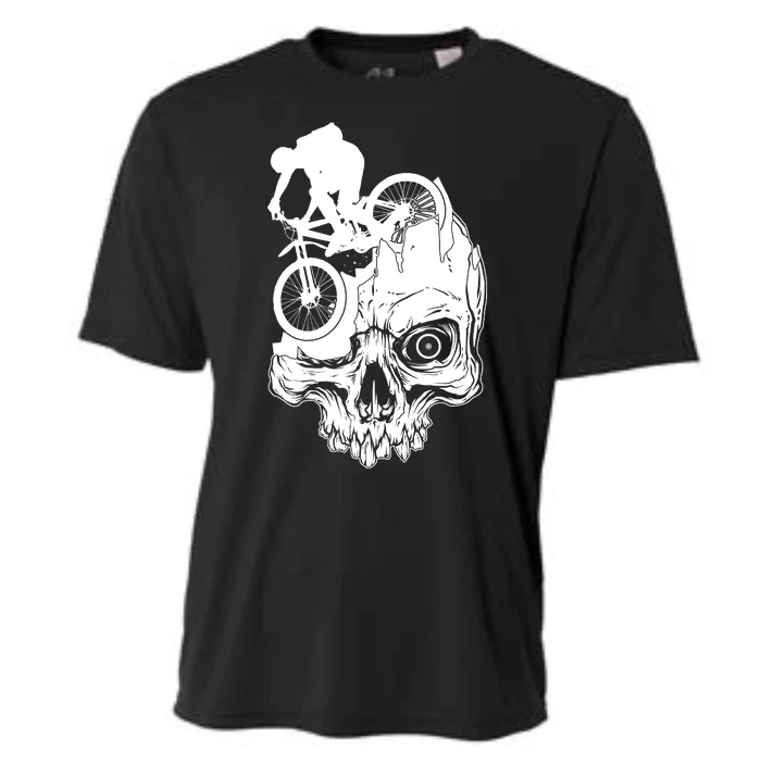 Cool Skull Mountain Biker Illustration Cooling Performance Crew T-Shirt