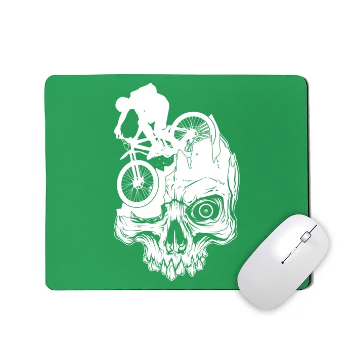 Cool Skull Mountain Biker Illustration Mousepad