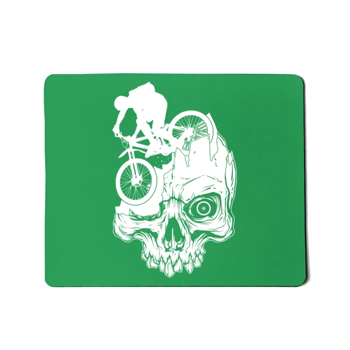 Cool Skull Mountain Biker Illustration Mousepad