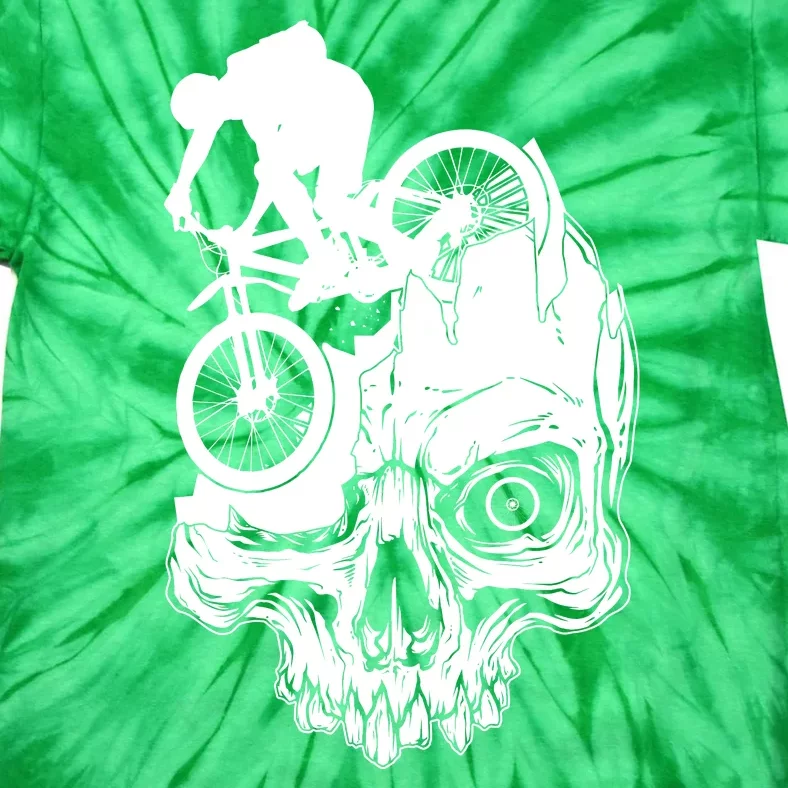 Cool Skull Mountain Biker Illustration Tie-Dye T-Shirt