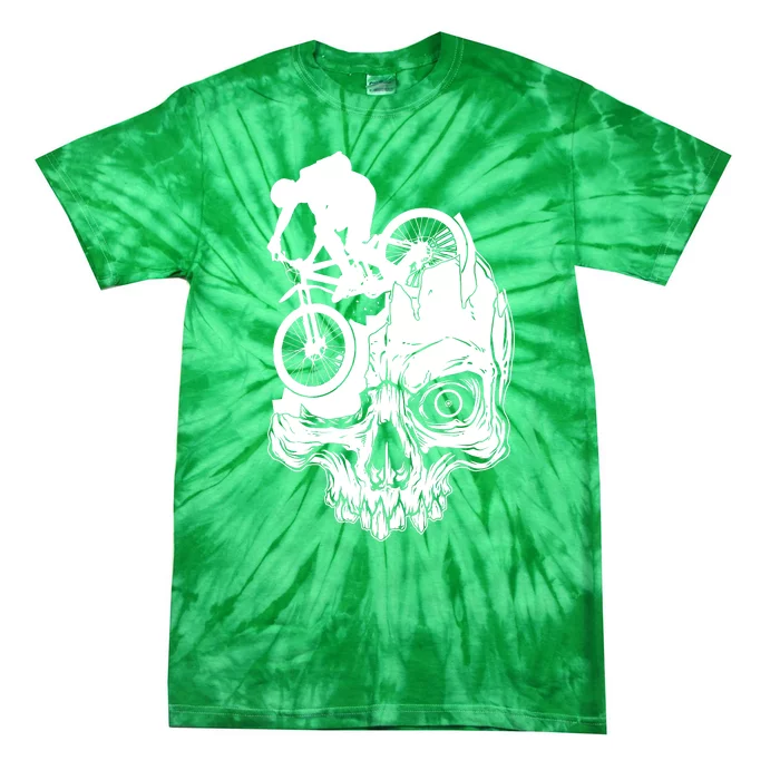 Cool Skull Mountain Biker Illustration Tie-Dye T-Shirt