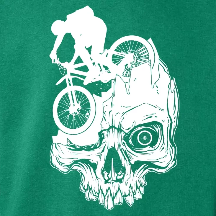 Cool Skull Mountain Biker Illustration Toddler Hoodie