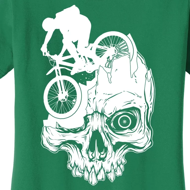 Cool Skull Mountain Biker Illustration Women's T-Shirt