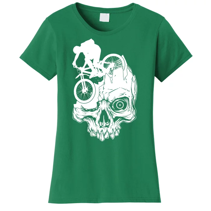 Cool Skull Mountain Biker Illustration Women's T-Shirt