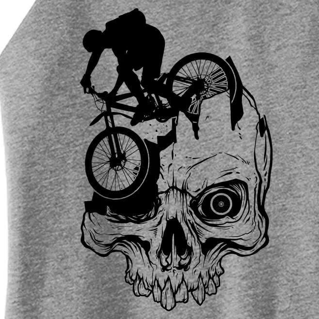 Cool Skull Mountain Biker Illustration Women’s Perfect Tri Rocker Tank