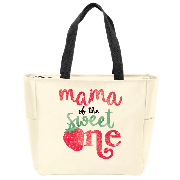 Cute Strawberry Mama Of The Sweet One Zip Tote Bag