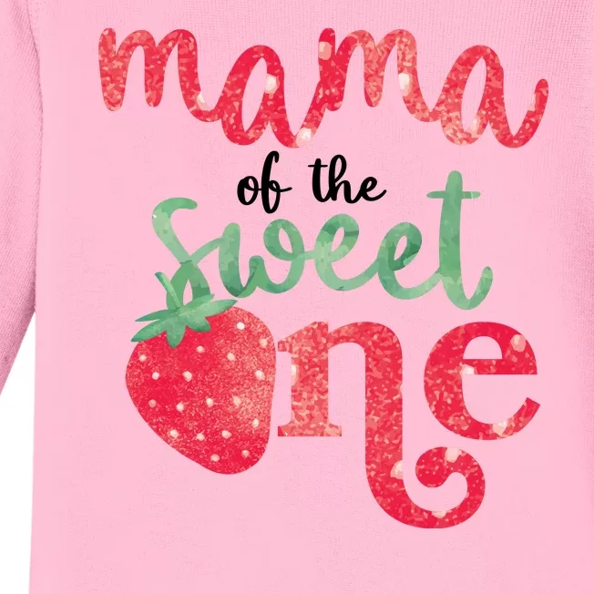 Cute Strawberry Mama Of The Sweet One Baby Long Sleeve Bodysuit