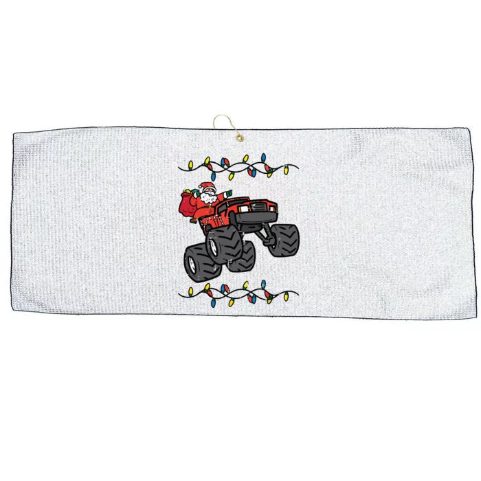 Christmas Santa Monster Truck Xmas Boy Large Microfiber Waffle Golf Towel