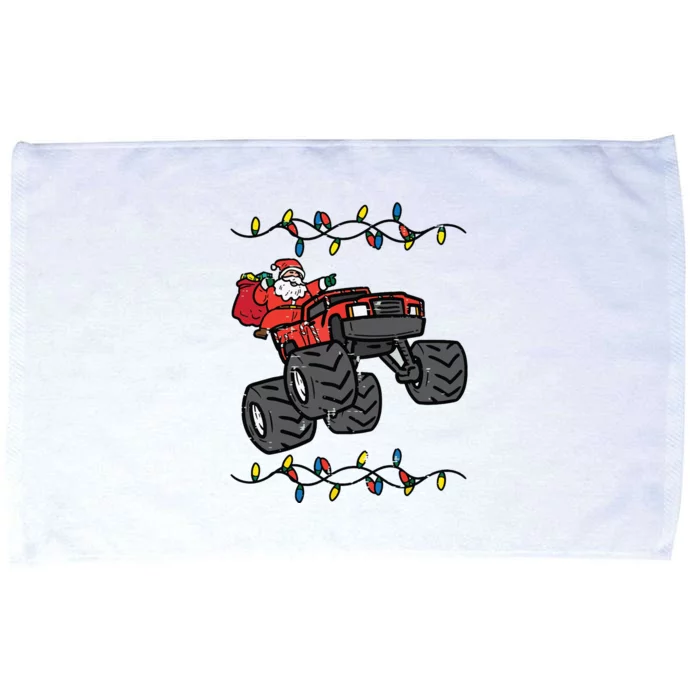 Christmas Santa Monster Truck Xmas Boy Microfiber Hand Towel