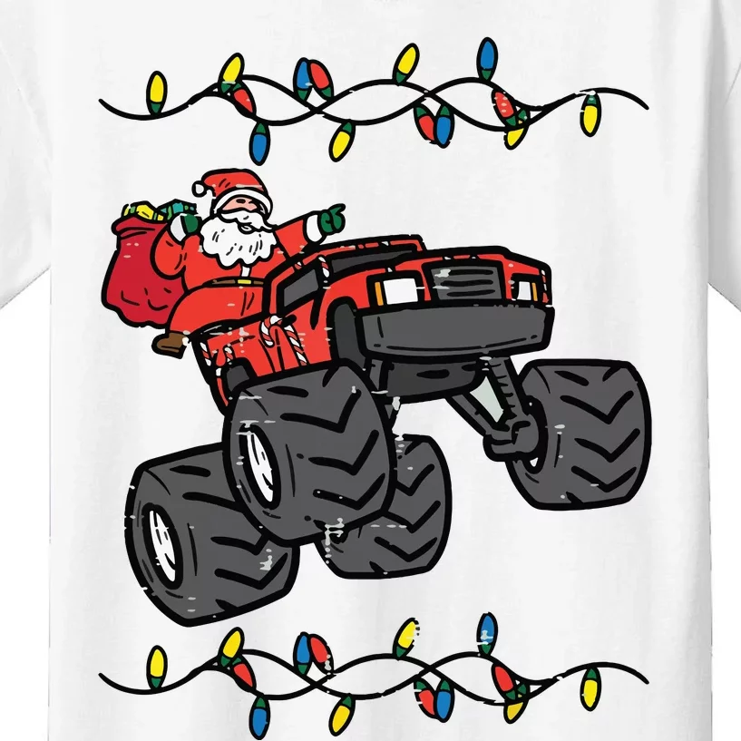 Christmas Santa Monster Truck Xmas Boy Kids T-Shirt