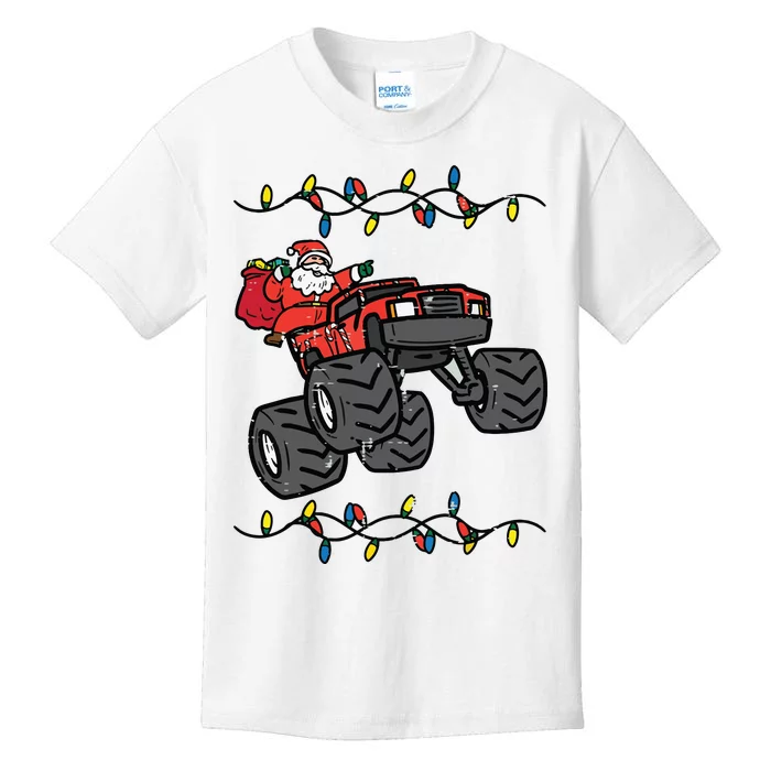 Christmas Santa Monster Truck Xmas Boy Kids T-Shirt