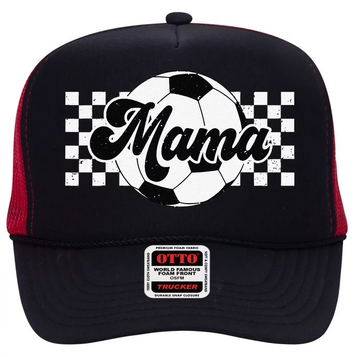 Checkered Soccer Mama Retro Soccer Mom Soccer Season High Crown Mesh Trucker Hat