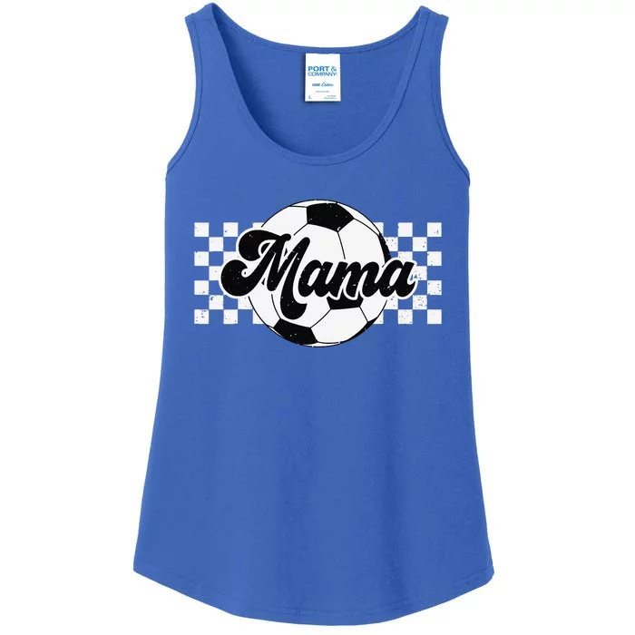 Checkered Soccer Mama Retro Soccer Mom Soccer Season Ladies Essential Tank