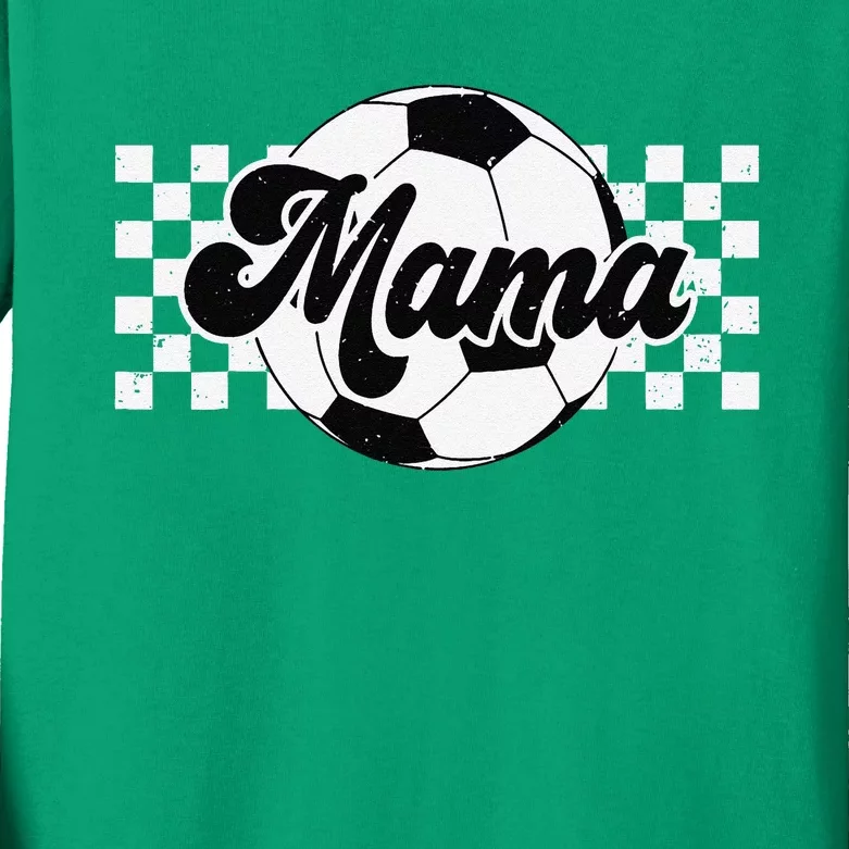 Checkered Soccer Mama Retro Soccer Mom Soccer Season Kids Long Sleeve Shirt