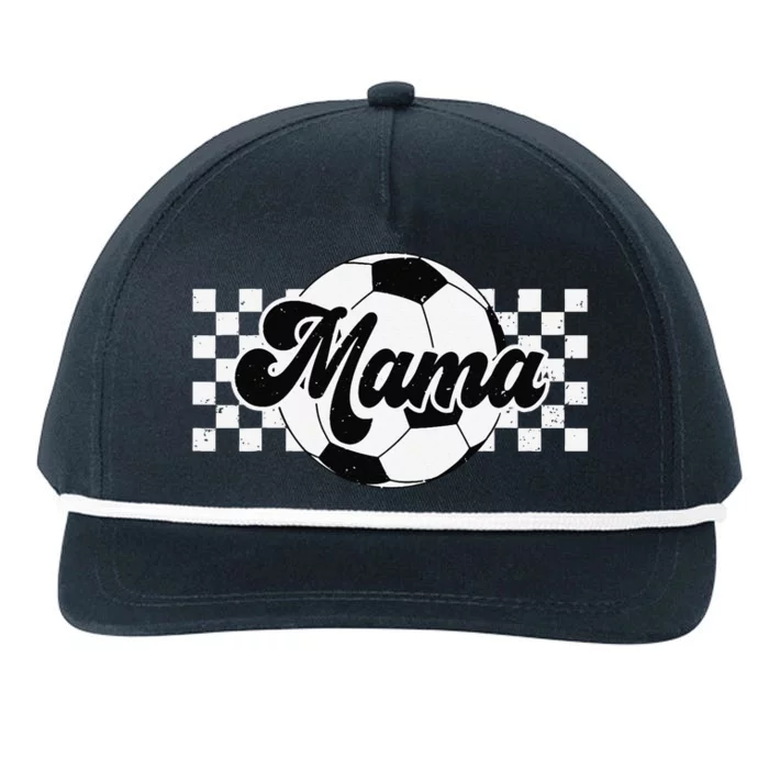 Checkered Soccer Mama Retro Soccer Mom Soccer Season Snapback Five-Panel Rope Hat