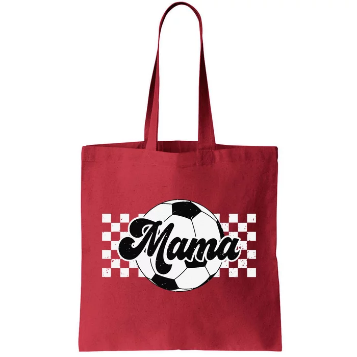 Checkered Soccer Mama Retro Soccer Mom Soccer Season Tote Bag