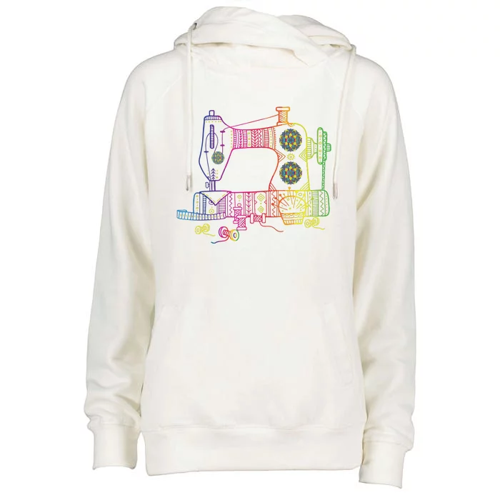 Colorful Sewing Machine Quilter Quilting Seamstress Womens Funnel Neck Pullover Hood