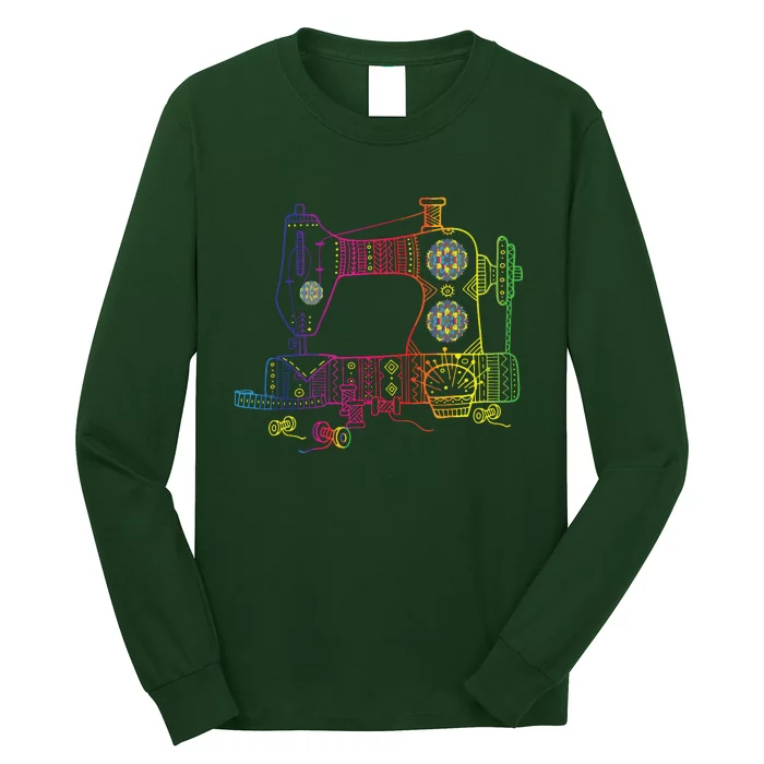 Colorful Sewing Machine Quilter Quilting Seamstress Long Sleeve Shirt