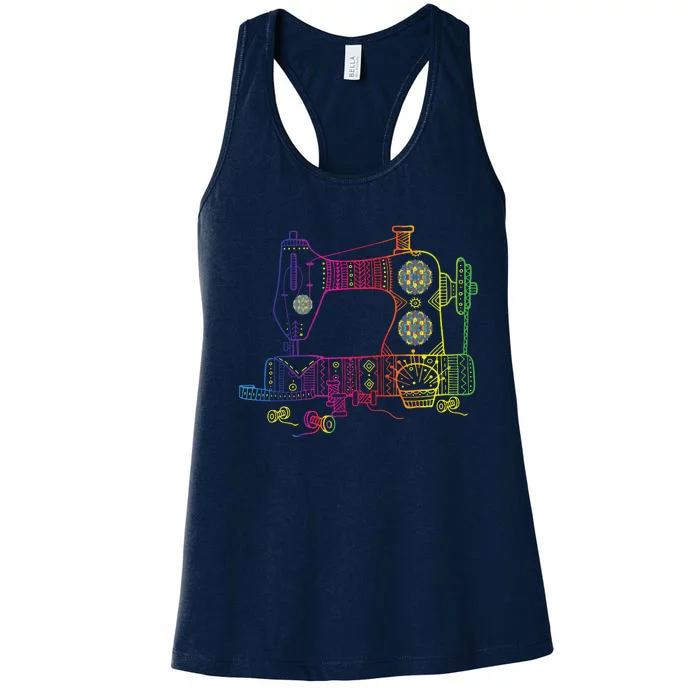 Colorful Sewing Machine Quilter Quilting Seamstress Women's Racerback Tank