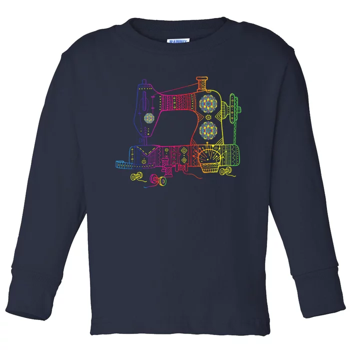 Colorful Sewing Machine Quilter Quilting Seamstress Toddler Long Sleeve Shirt