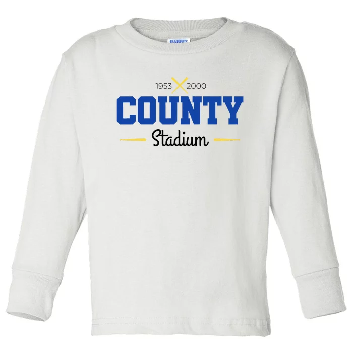 County Stadium Milwaukee Baseball Toddler Long Sleeve Shirt