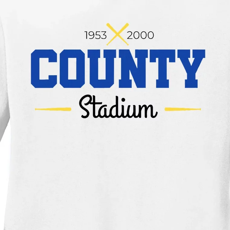 County Stadium Milwaukee Baseball Ladies Long Sleeve Shirt