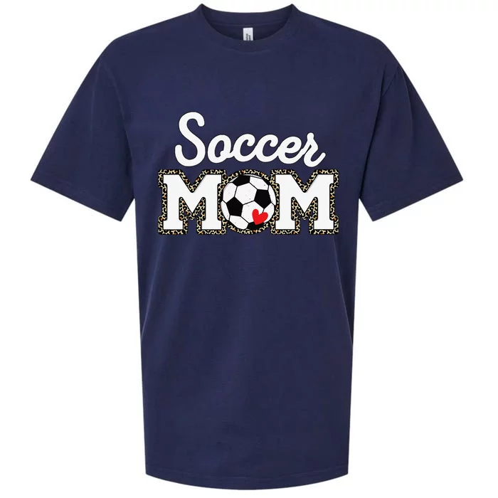 Cute Soccer Mom Leopard Print Mothers Day Sueded Cloud Jersey T-Shirt