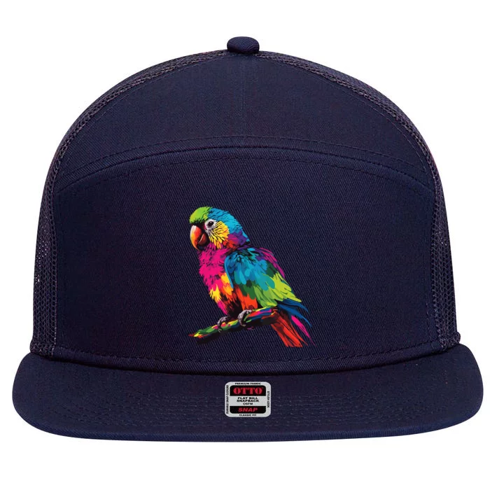 Colorful Scarlet Macaw Parrot Bird For Lover Birdwatching 7 Panel Mesh Trucker Snapback Hat