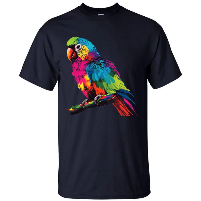 Colorful Scarlet Macaw Parrot Bird For Lover Birdwatching Tall T-Shirt