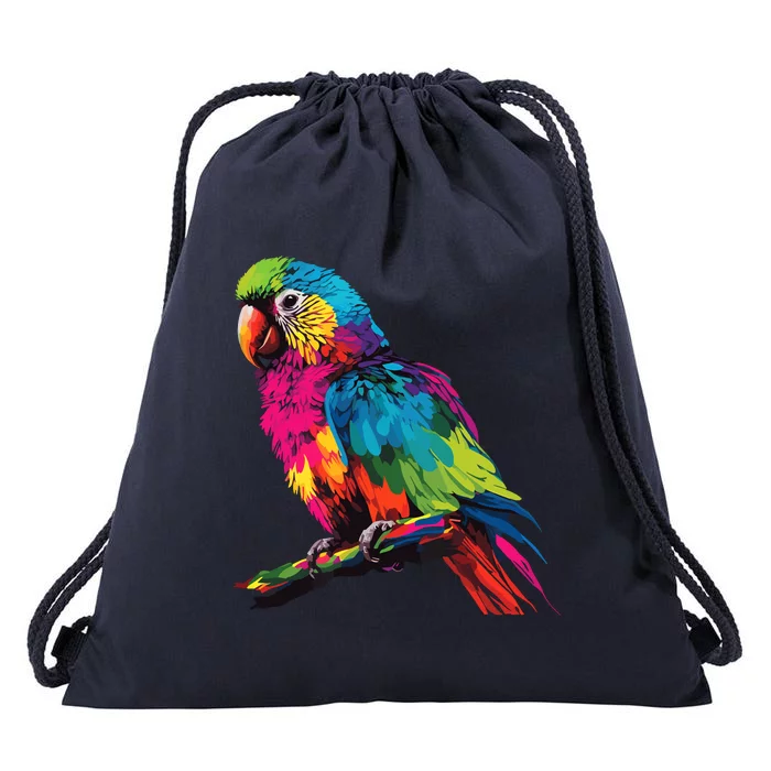 Colorful Scarlet Macaw Parrot Bird For Lover Birdwatching Drawstring Bag