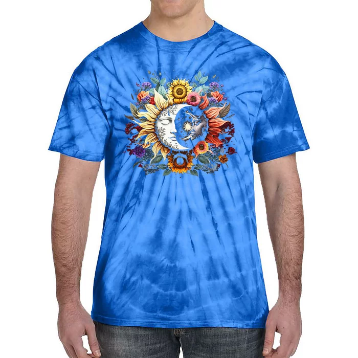 C.elestial Sun Moon Stars Floral Boho L.unar Solar A.stronomy Tie-Dye T-Shirt