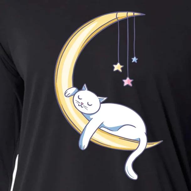 Cat Slepping Moon Cooling Performance Long Sleeve Crew