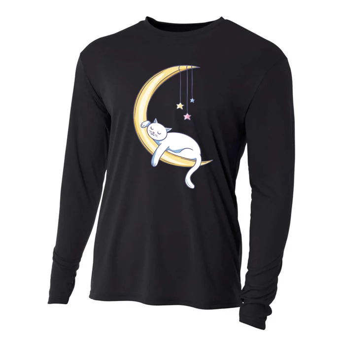 Cat Slepping Moon Cooling Performance Long Sleeve Crew