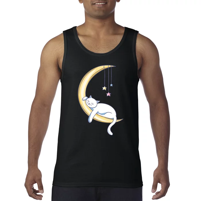 Cat Slepping Moon Tank Top