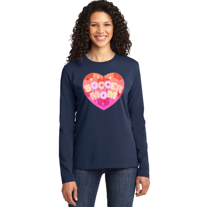 Cute Soccer Mom Soccer Ball Heart Ladies Long Sleeve Shirt