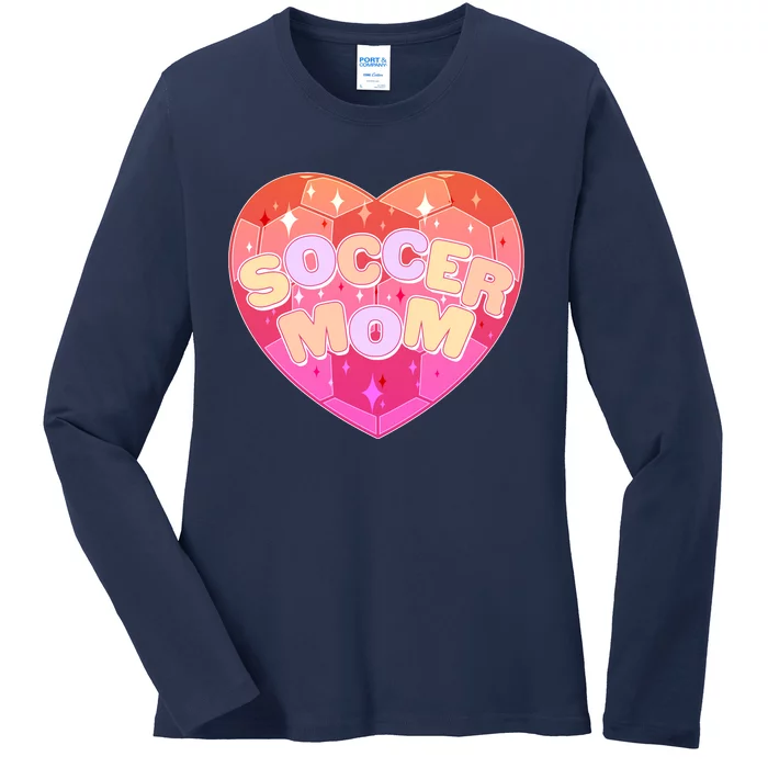 Cute Soccer Mom Soccer Ball Heart Ladies Long Sleeve Shirt