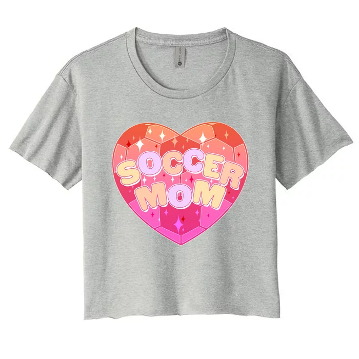 Cute Soccer Mom Soccer Ball Heart Women's Crop Top Tee