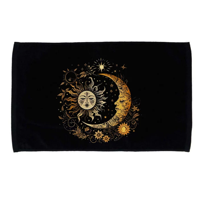 Celestial Sun Moon Flower Astrology Moon Phases Microfiber Hand Towel