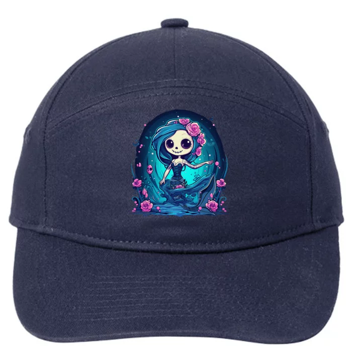 Cute Skeleton Mermaid Halloween 7-Panel Snapback Hat