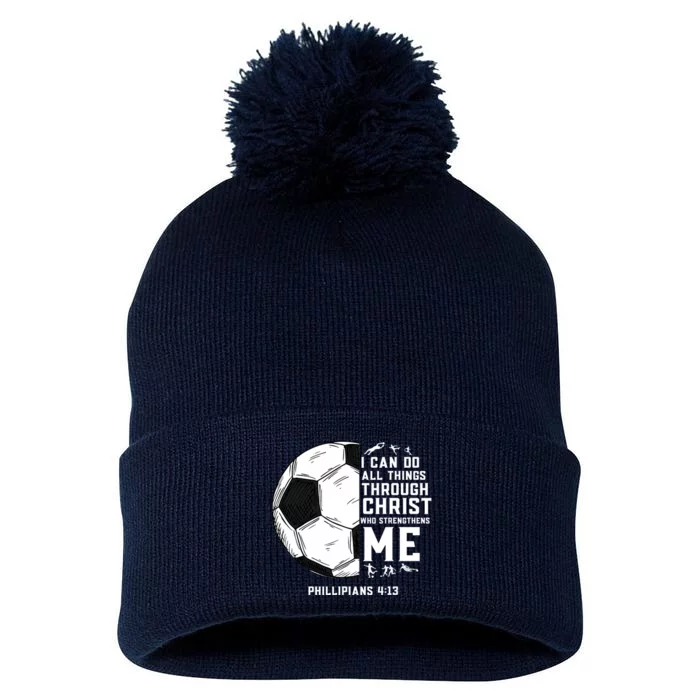 Christian Soccer Men Boys Religious Pom Pom 12in Knit Beanie