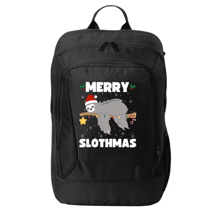 Christmas Sloth Merry Slothmas Wrapped In Christmas Lights Great Gift City Backpack