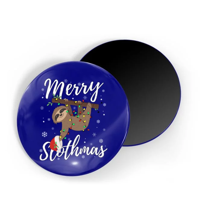 Christmas Sloth Merry Slothmas Wrapped In Christmas Lights Gift Magnet