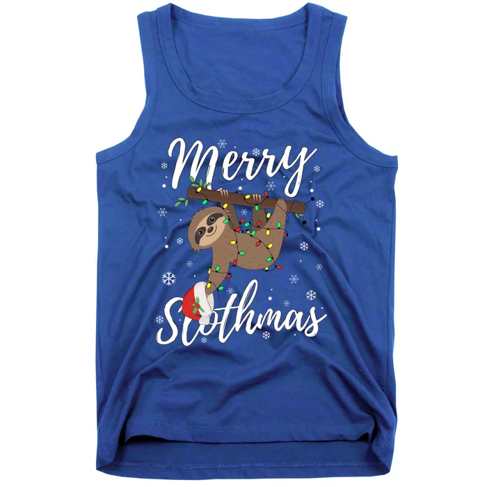 Christmas Sloth Merry Slothmas Wrapped In Christmas Lights Gift Tank Top