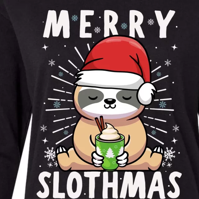 Christmas Sloth Merry Slothmas Merry Christmas Gift Womens Cotton Relaxed Long Sleeve T-Shirt