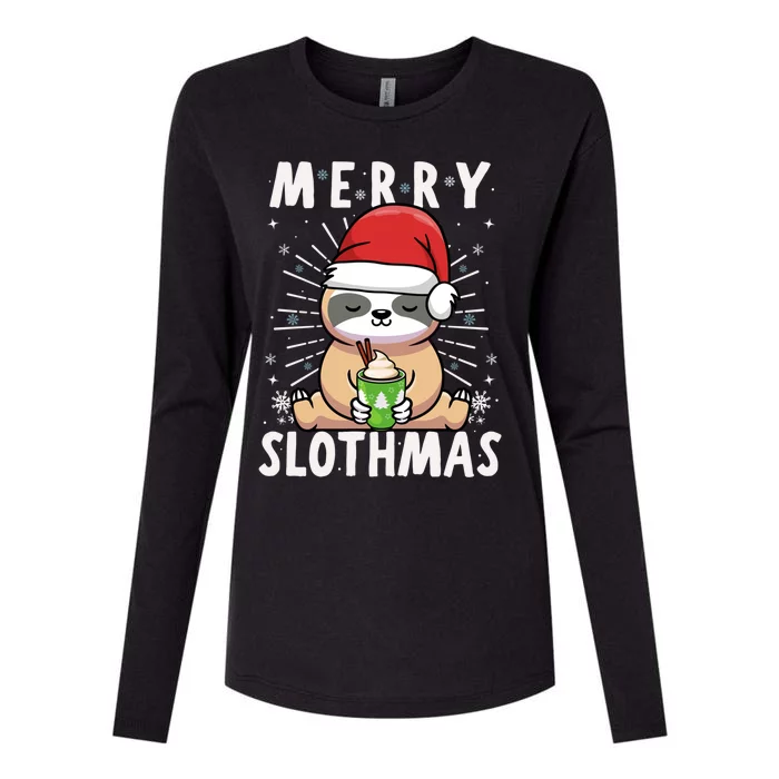 Christmas Sloth Merry Slothmas Merry Christmas Gift Womens Cotton Relaxed Long Sleeve T-Shirt