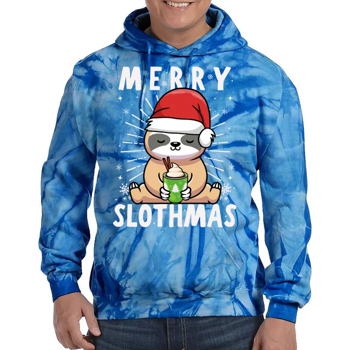 Christmas Sloth Merry Slothmas Merry Christmas Gift Tie Dye Hoodie