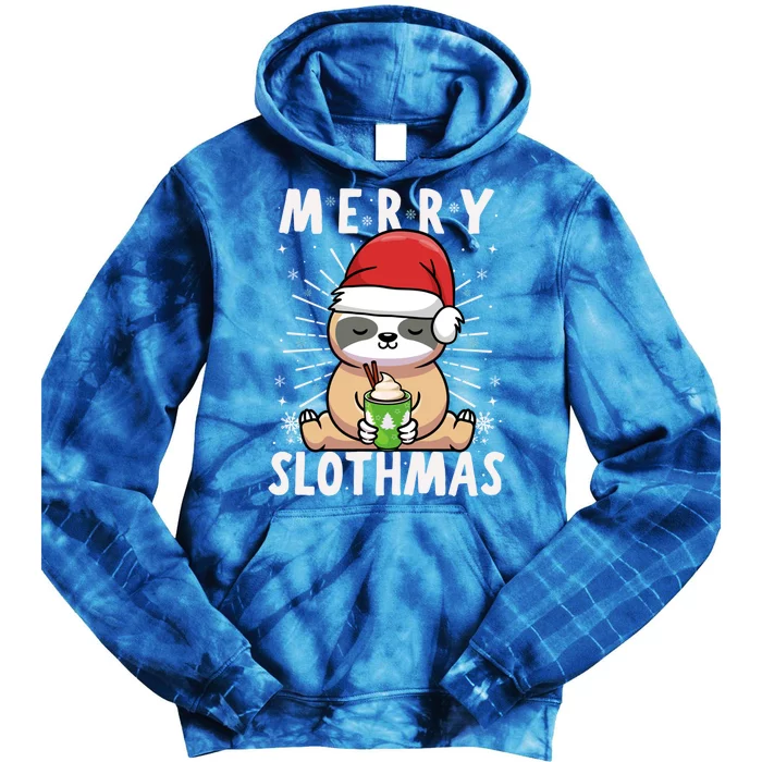 Christmas Sloth Merry Slothmas Merry Christmas Gift Tie Dye Hoodie