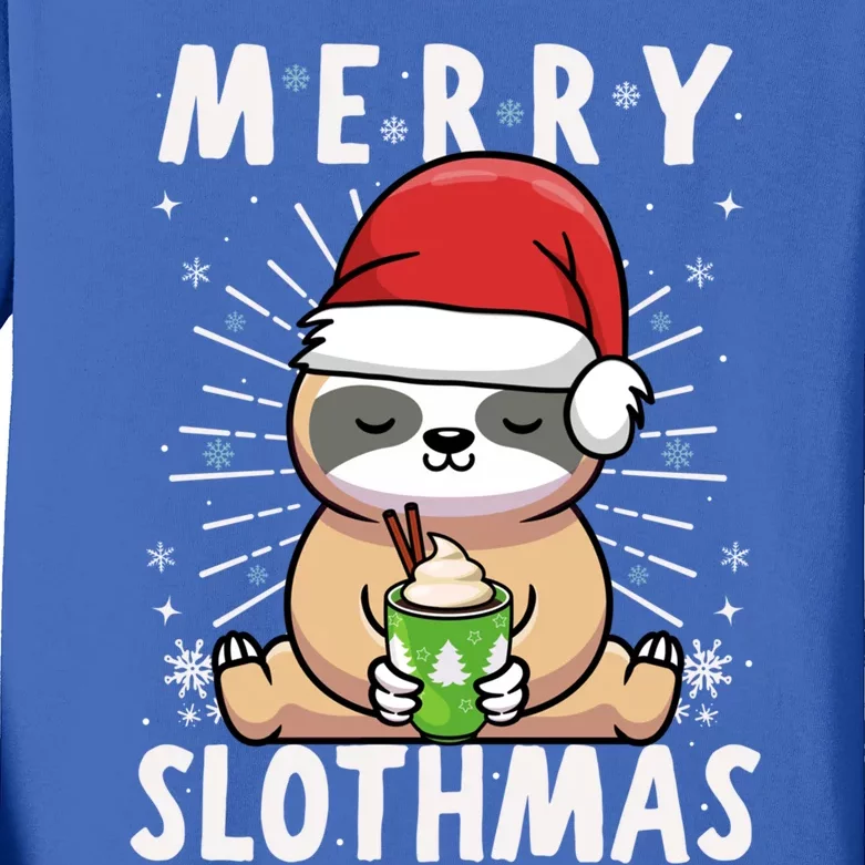 Christmas Sloth Merry Slothmas Merry Christmas Gift Kids Long Sleeve Shirt