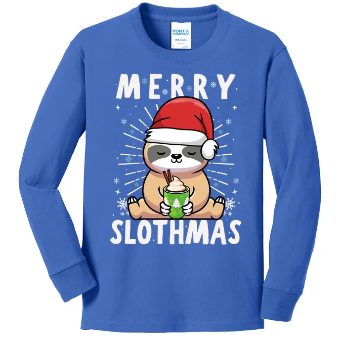 Christmas Sloth Merry Slothmas Merry Christmas Gift Kids Long Sleeve Shirt