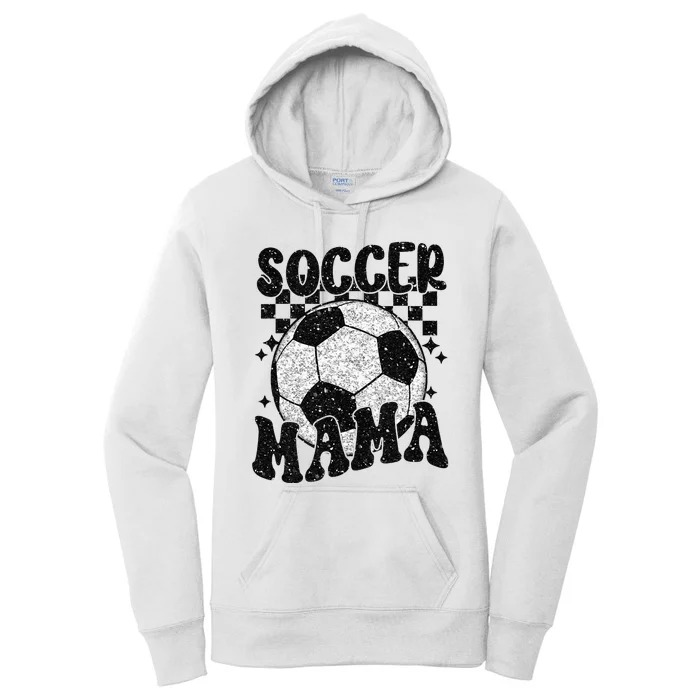 Checkered Soccer Mama Retro Soccer Mom Soccer Season Women's Pullover Hoodie